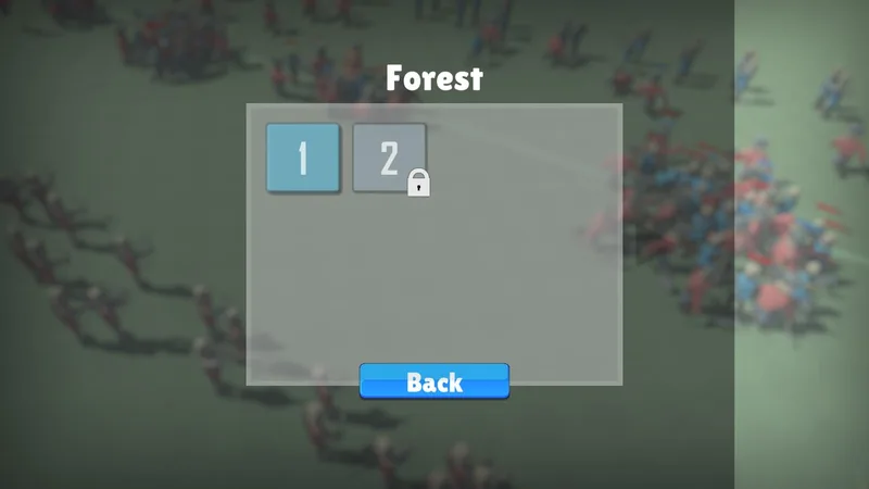 Level select dialog for the Forest region with one stage unlocked and one locked
